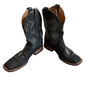 Stetson Original Stingray Leather Square Toe Western Boots, Sz 9.5